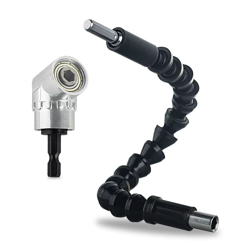 YONGRUIGONGJU Winkelbohrer-Aufsatz und Schraubendreher-Adapter mit flexiblem Schaft und magnetischer Halterung, 105 Grad Winkel, 1/4 Zoll - Bild 5