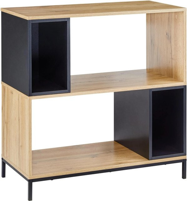 Bessagi Home Regal Megy im Industrial Design aus MDF und Metall, Eichefarben/Schwarz - Bild 1