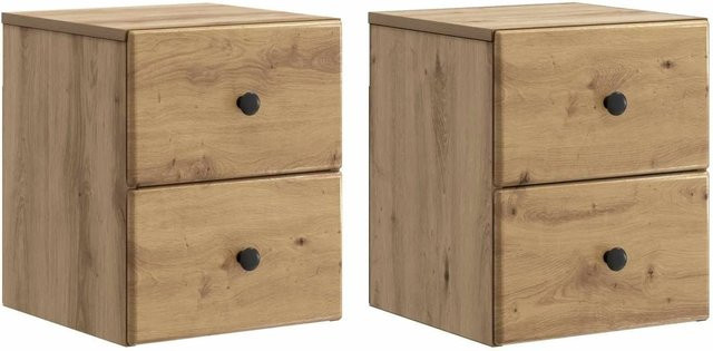 vidaXL Wandmontierter Nachttisch Set aus 2 Stück in Artisan-Eiche, Farbe Braun, B/T/H: 34,5 x 33 x 40 cm - Bild 1