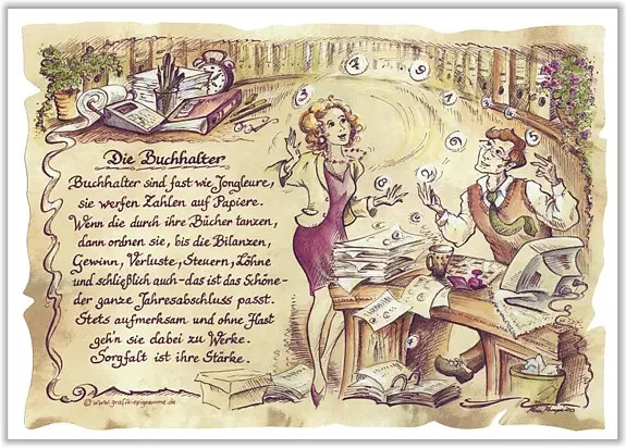Zunftbild Buchhalter als Vintage Paper Poster im A4-Format, Mehrfarbig - Bild 1