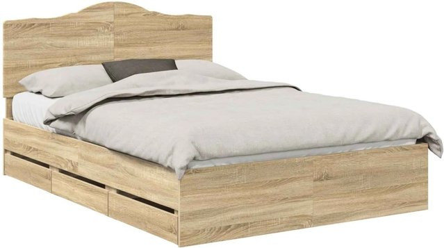 vidaXL Bettrahmen Sonoma-Eiche mit Schubladen, Farbe Braun, B/T/H: 153 x 200 x 37 cm - Bild 1