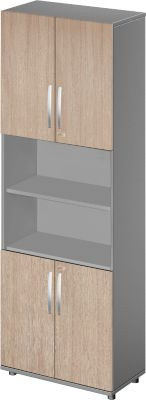 Schäfer Shop Select Kombischrank LOGIN in Graphit/Eiche mit Türen und Regal, B/T/H: 80 x 42 x 224 cm - Bild 1