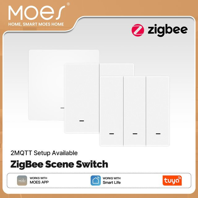 MOES Tuya ZigBee Kabelloser 9-Szenen-Schalter Drucktastenschalter in Weiß für Smart Life App Automatisierung - Bild 1