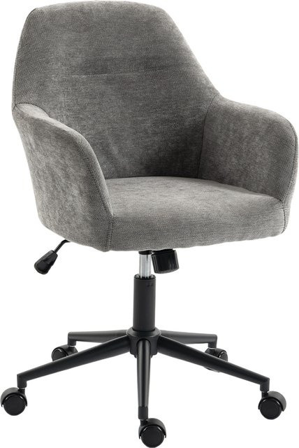 HOMCOM Ergonomischer Bürostuhl aus Chenille in Grau mit Höhenverstellung, Wippfunktion und 360-Grad-Drehung, B/T/H: 58 x 41 x 42,5 cm - Bild 1