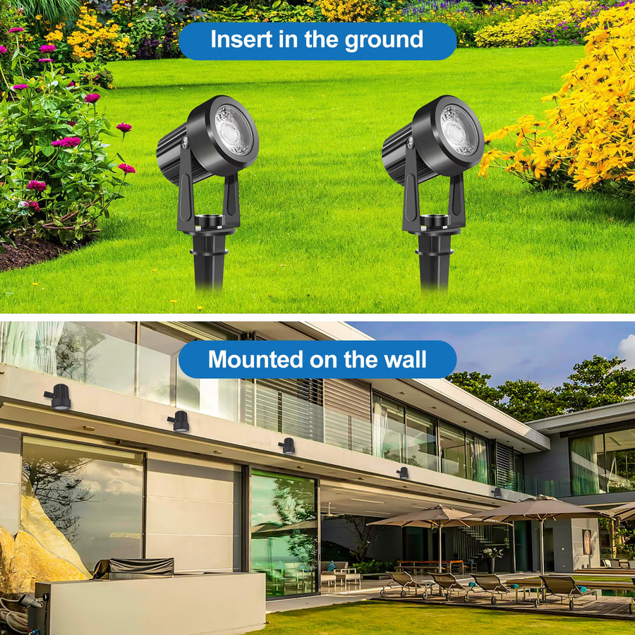 LED Außenstrahler für Garten und Landschaft IP65 Warmweiß Schwarz Metall Bodenstrahler 3000K B/T/H: 15,8 x 6,0 x 15,8 cm - Bild 4