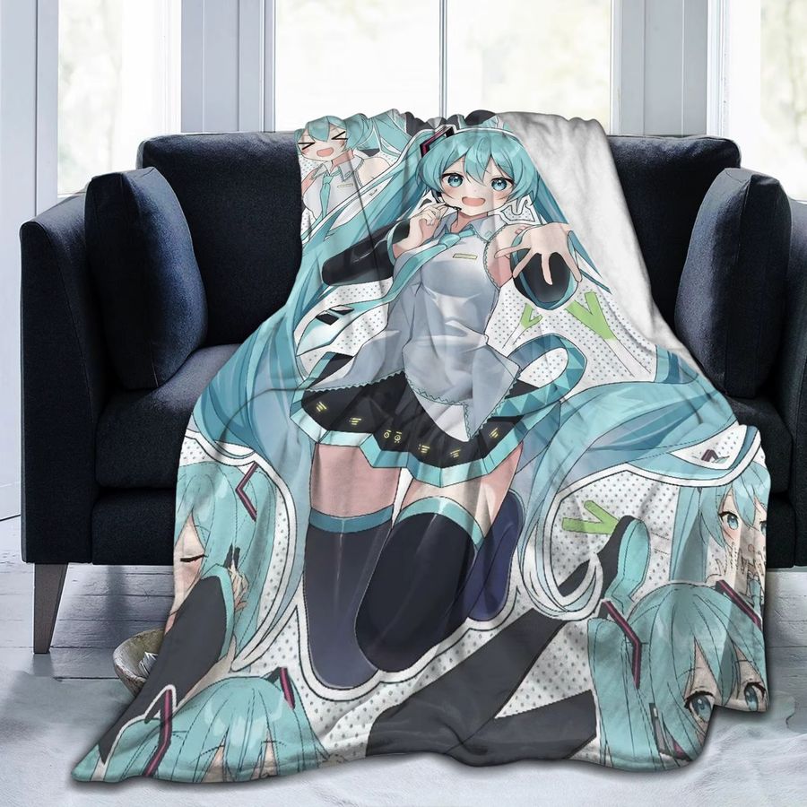 Potdemiel Hatsune Miku Anime Fleece Decke als warme Überwurfdecke und Tagesdecke - Bild 4