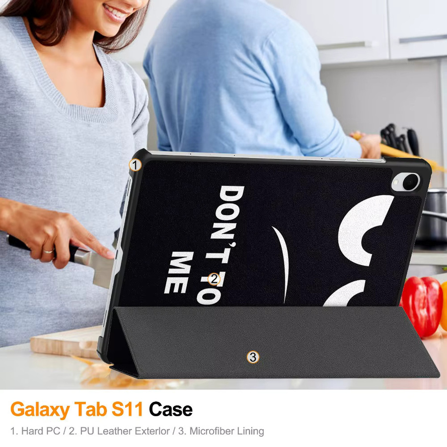 ZNOVAY Schutzhülle für Samsung Galaxy Tab S11 11 Zoll 2025 SM-X730 SM-X736B 5G magnetische dreifach faltbare PU-Leder-Standabdeckung in Gold und Schwarz - Bild 5
