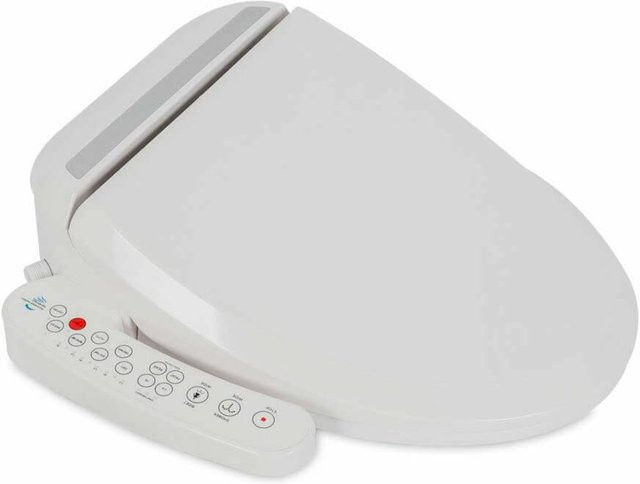 Aohuada Intelligente Bidet-Toilettensitz mit beheizbarem Sitz und Duschfunktion, Oval, Weiß, B/T: 52 x 45 cm - Bild 1