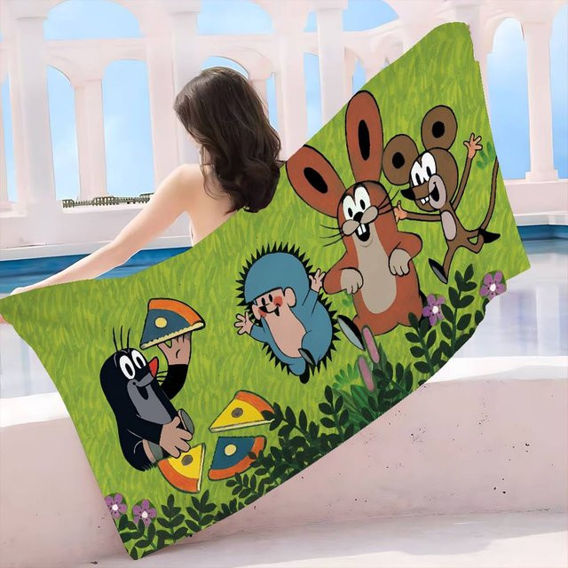 Ka Chen Muda Mikrofaser Strandtuch mit Maulwurf-Motiv, Saugfähig und Weich, B: 95 cm, H: 153 cm - Bild 1