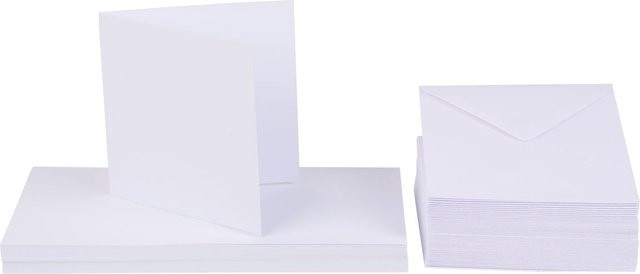 Craft UK Limited Doppelkarten mit Umschlägen in Weiß, 10 x 10 cm, 50 Stück - Bild 1