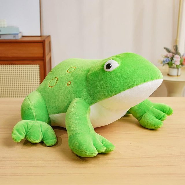 Yiran Health & Beauty Frosch Plüschpuppe, Grün & Gelb, 35cm - Bild 1