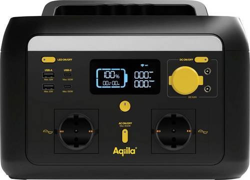 Aqiila S600V2 Powerstation 20Ah LiFePO4 in Schwarz und Gelb mit LED Taschenlampe - Bild 1