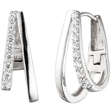 Colfem Creolen 925 Sterling Silber, Zirkonia, Unisex - Bild 1