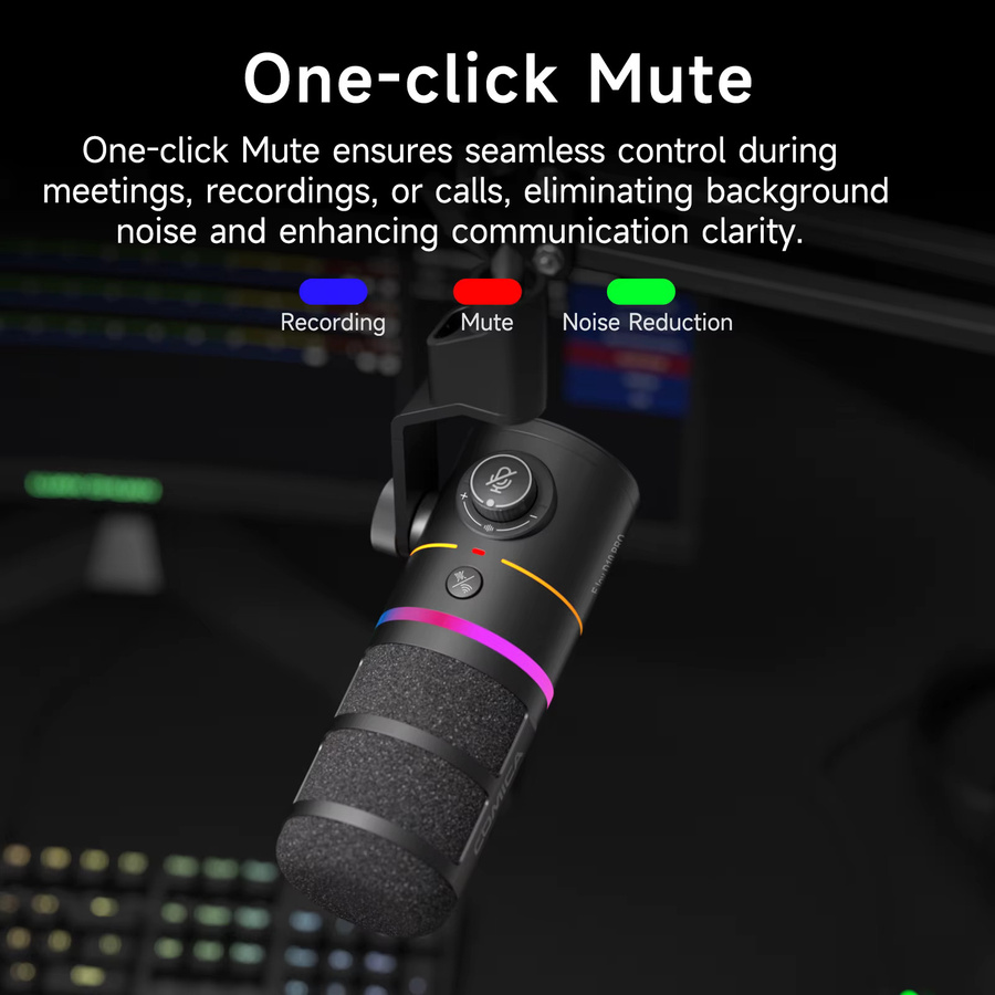 Comica D10 PRO RGB Dynamisches USB/XLR Mikrofon mit Geräuschunterdrückung in Schwarz - Bild 3
