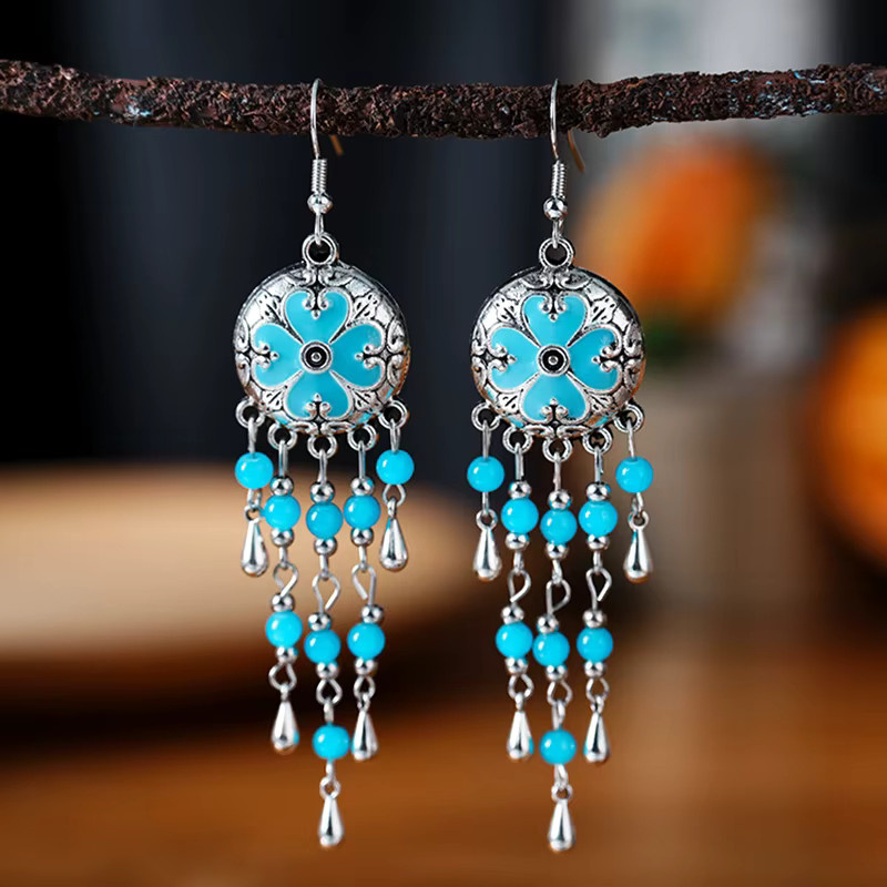 Euroufuya Ohrringe, Blau, Kristall, Boho, Damen - Bild 4