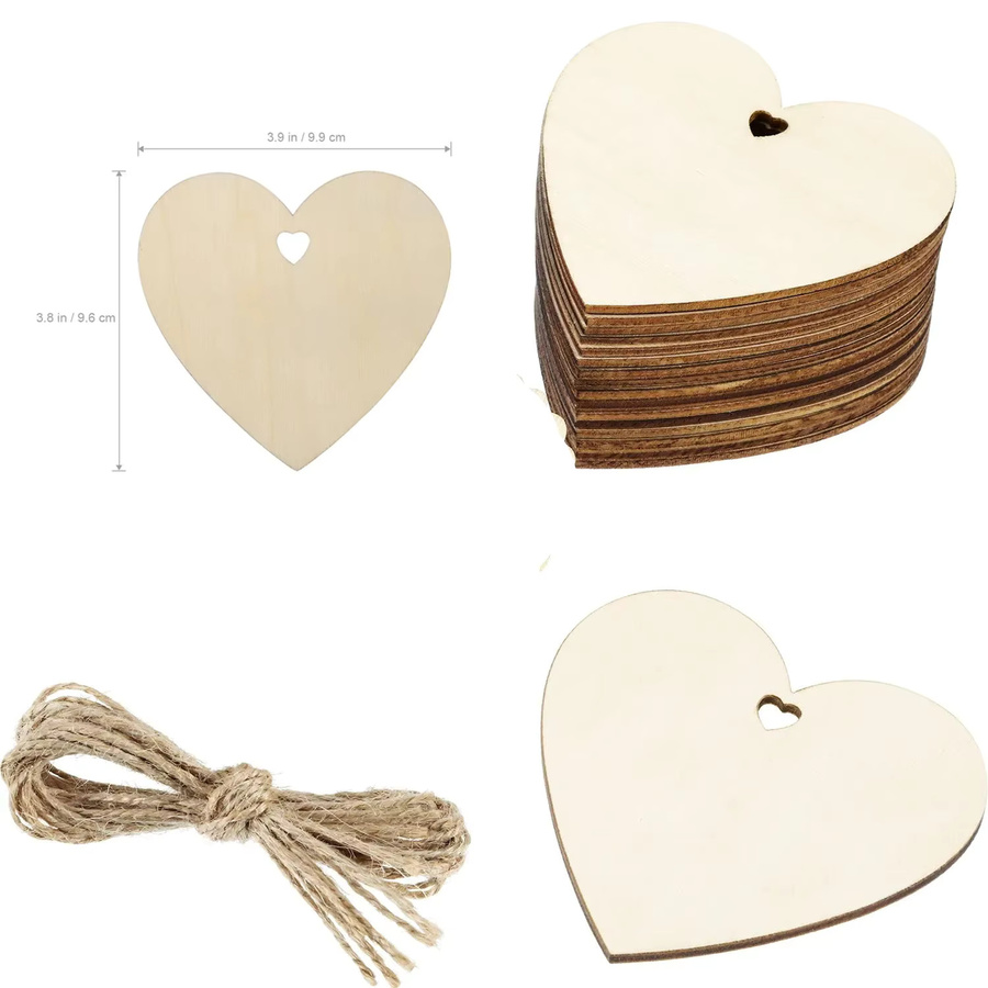 Hölzerne Liebesherz-Weihnachtsschmuck Anhänger in Beige und Braun für DIY-Bastelarbeiten und Weihnachtsdekorationen, Durchmesser: 10 cm - Bild 2