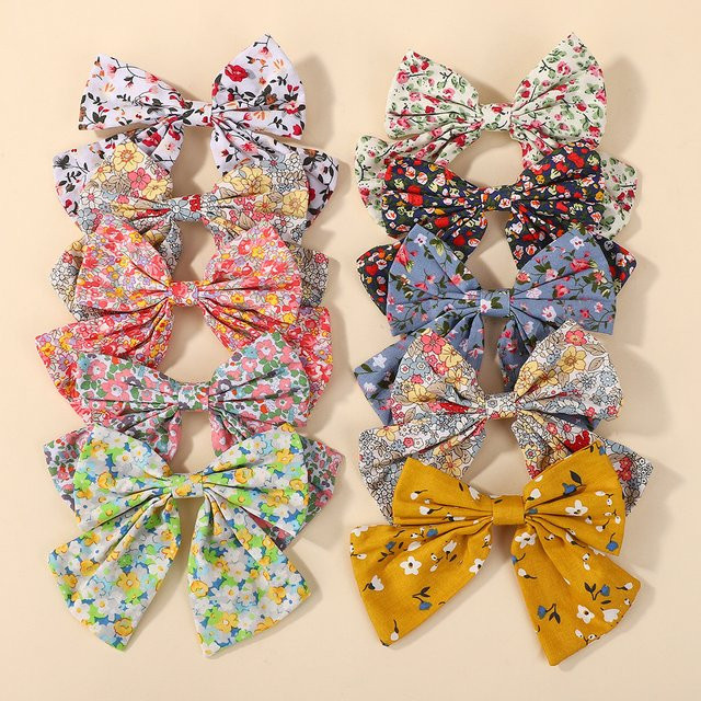 BABY BOWS Haarspangen Cheer Up Bowknot, 10 Stück, florale Baumwolle, Kinder - Bild 1