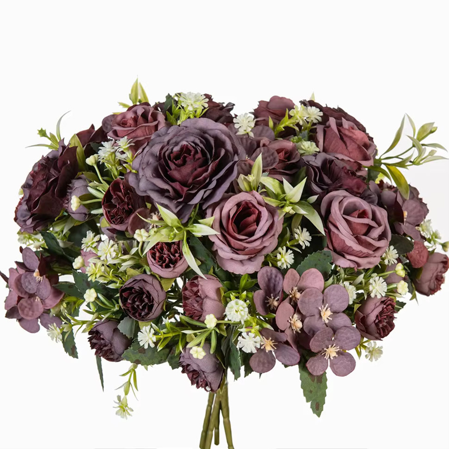 XIAOYINMO Künstliche Seidenrose in Lila als Dekoration für Garten, Hochzeit und Tischdeko - Bild 2