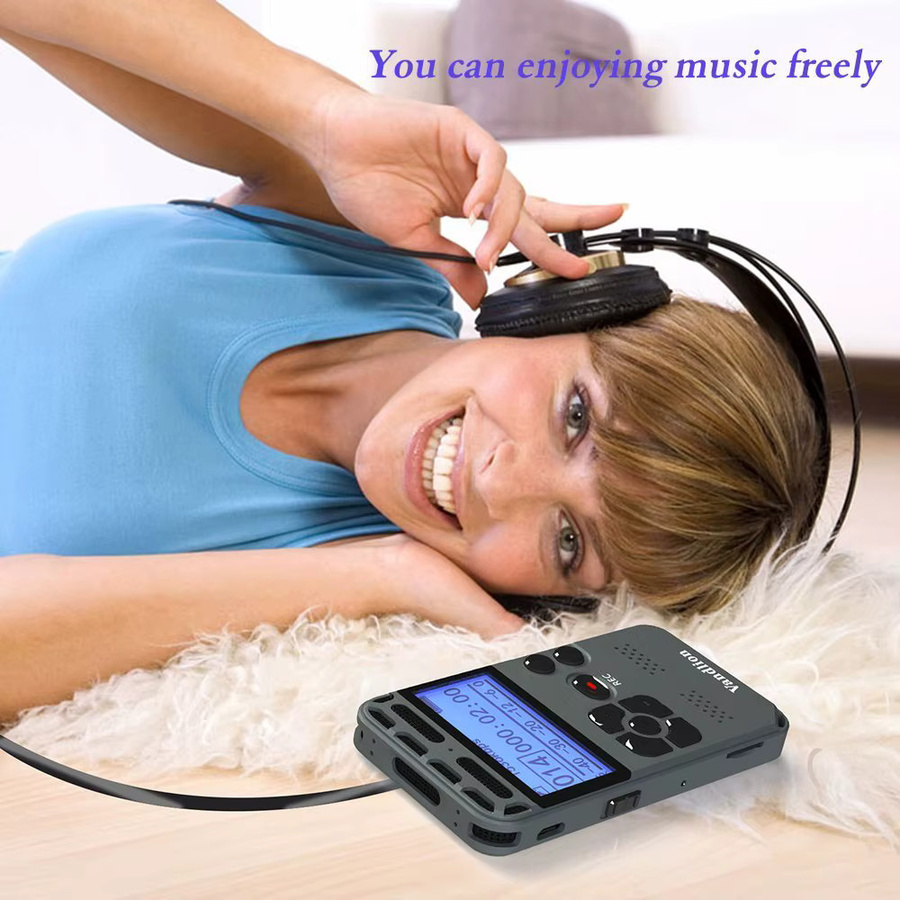 Vandlion v35 Professionelles Diktiergerät mit Sprachaktivierung, Digitaler Audio Recorder mit 16GB Speicher und MP3-Musik-Player, Schwarz - Bild 3