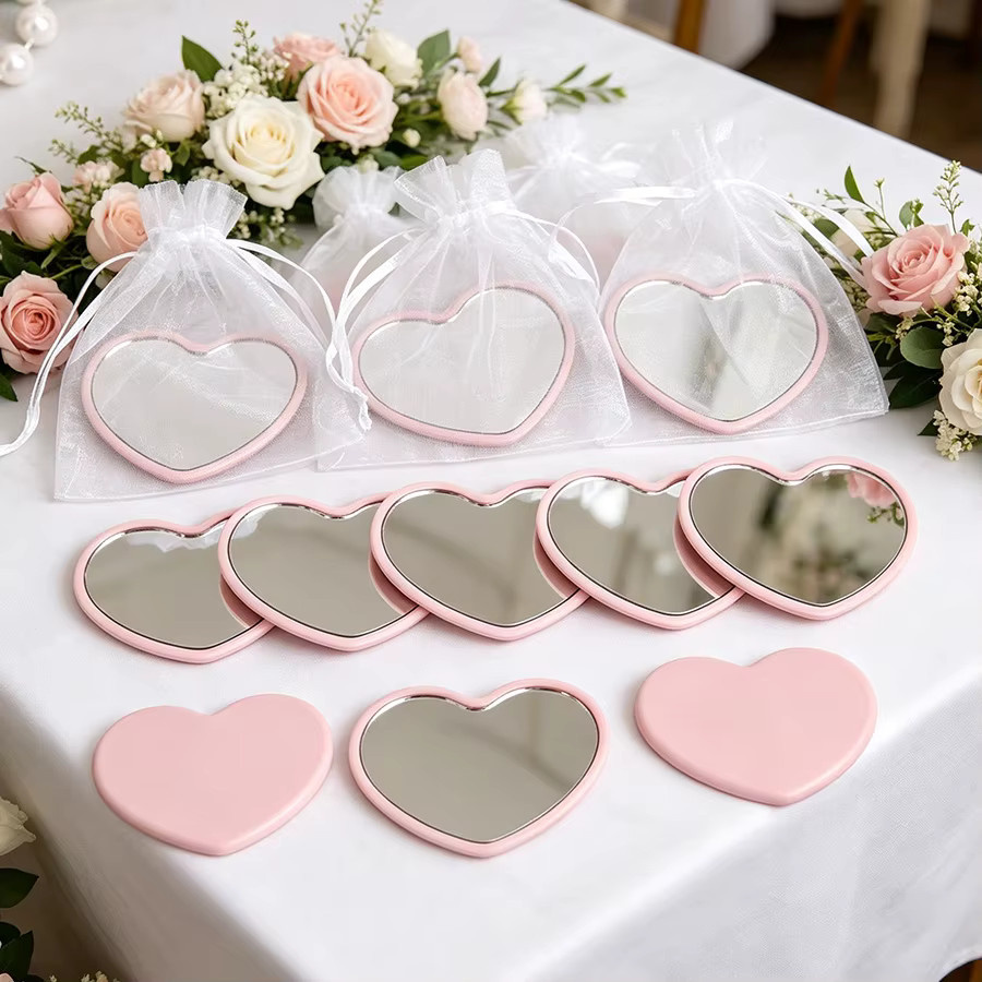 ZQNYCY 20 Stück Herzspiegel in Rosa mit Organzabeuteln für Valentinstag, Hochzeit und Geburtstag - Bild 2