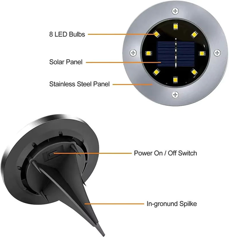 ESMARTER LED Solar Bodenleuchte IP68 U-Form in Schwarz mit warmweißem Licht für Garten, Hof und Einfahrt - Bild 2
