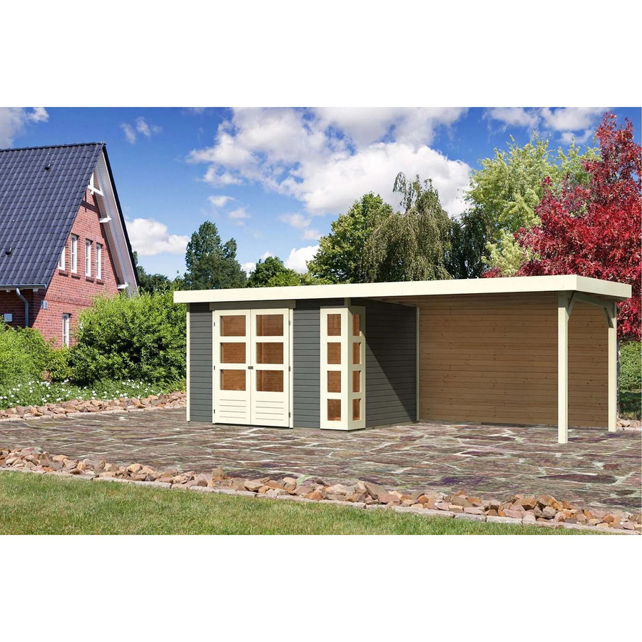 Karibu Holz-Gartenhaus Sölve in Terragrau mit Flachdach und modernem Design, B: 298 cm, T: 213 cm, H: 211 cm - Bild 2