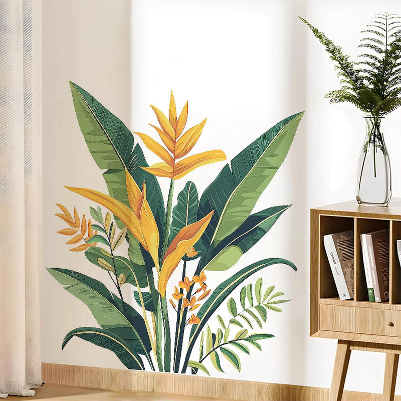 Aquarell botanische Wandaufkleber aus Kunststoff, mehrfarbige florale Wanddekoration für Wohnzimmer, Schlafzimmer und Kinderzimmer - Bild 5