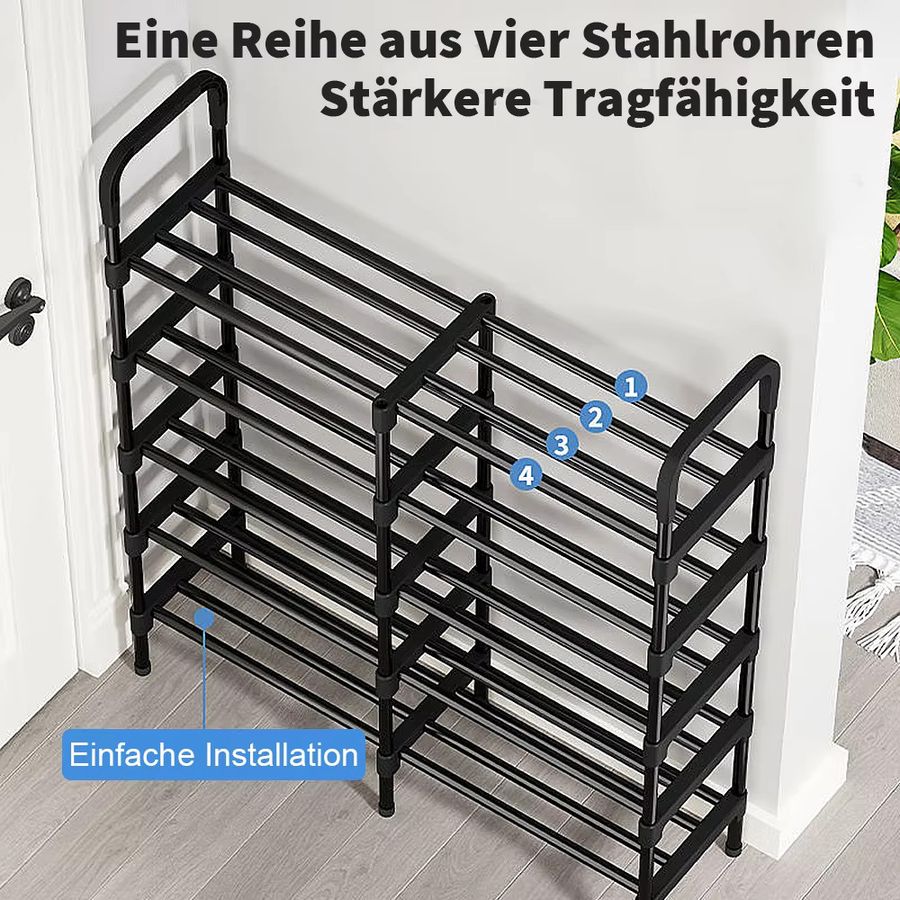 LONENESSL Mehrstöckiges Metall-Schuhregal als platzsparender Schuh-Organizer in Schwarz - Bild 2
