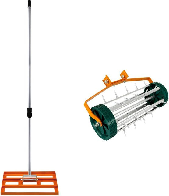 Monstershop T Mech Mechanischer Rasenrakel und Rollender Rasenlüfter in Orange mit 50 cm Breite - Bild 1