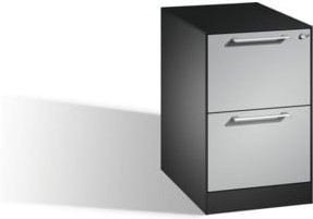 C+P Hängeregistraturschrank Asisto für DIN A4 Hängehefter, 2 Schübe, einbahnig, Schwarzgrau/Weißaluminium, mit Schloss - Bild 1