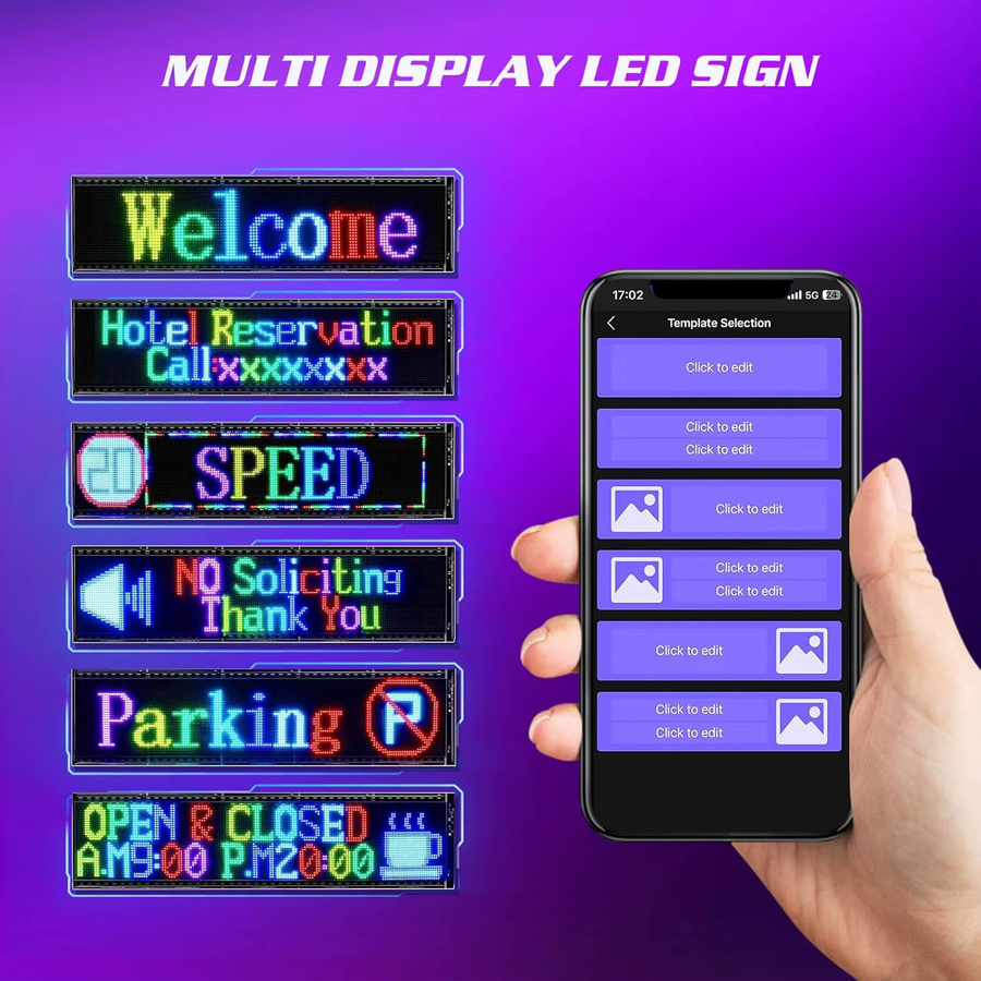 Programmierbares LED-Lichtschild mit App-Steuerung und WiFi, IP65 wasserdichte LED-Anzeigetafel in Schwarz, Multicolour DIY LED-Panel mit USB-Anschluss - Bild 3
