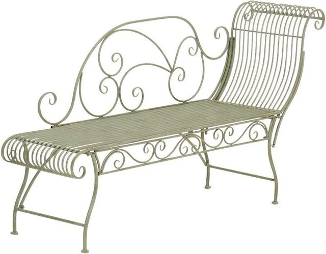 DELUKE Gartenbank SIZON Metall in Grün im Antik Vintage Design, B/T/H: 156 x 46 x 78 cm - Bild 1