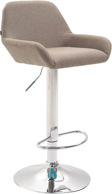 CLP Barhocker Braga Stoff Taupe/Chrom modern mit 360 Grad Drehsitz - Bild 1