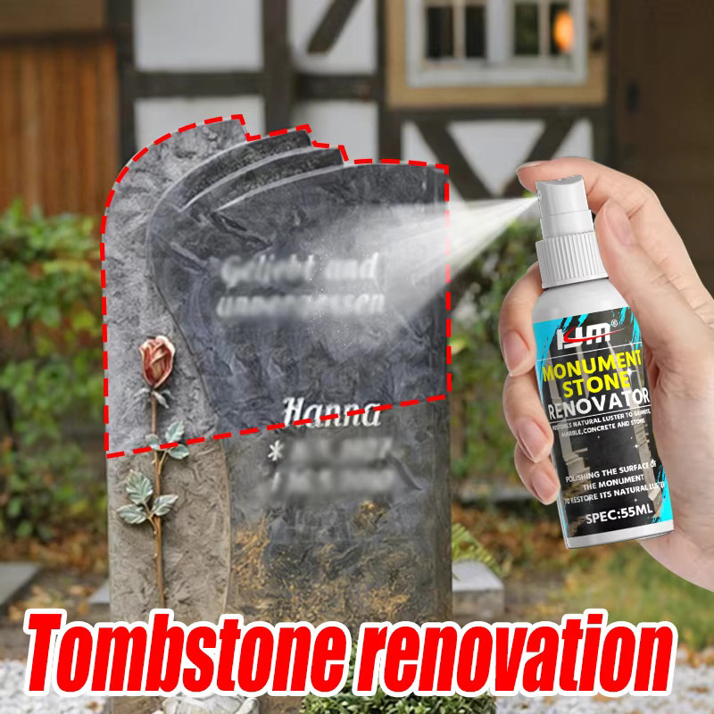 KJM Denkmalstein-Renovierungsspray zur Fleckenentfernung und Glanzwiederherstellung für Grabsteine, Granit, Marmor und Steinflächen, 55 ml - Bild 3