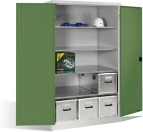 C+P Schwerlast-Werkzeugschrank XXL mit Drehtüren und 4 Böden, Front Resedagrün, Korpus Lichtgrau, H: 195 cm, B: 120 cm, T: 80 cm - Bild 1