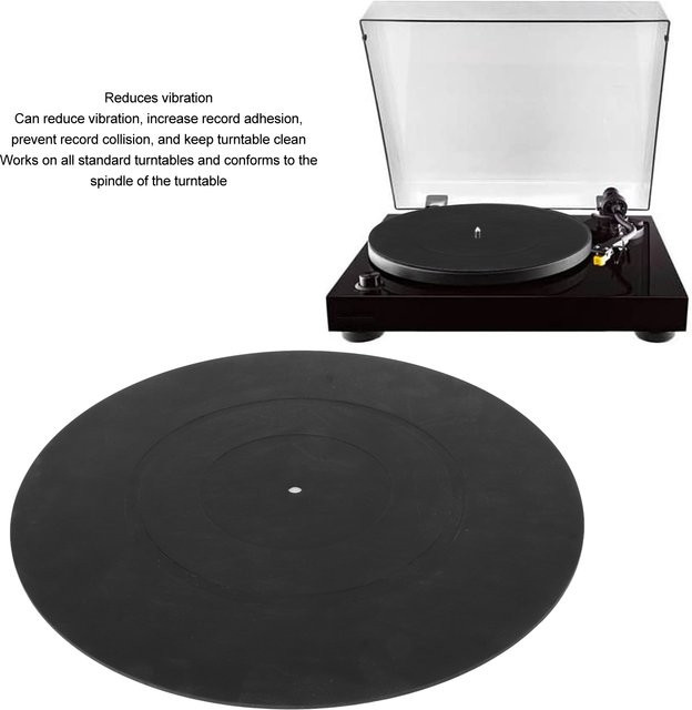 Vbestlife Vinyl-Schallplattenmatte in Schwarz zur Vibrationsreduzierung und gegen statische Aufladung für deinen LP-Plattenspieler - Bild 1