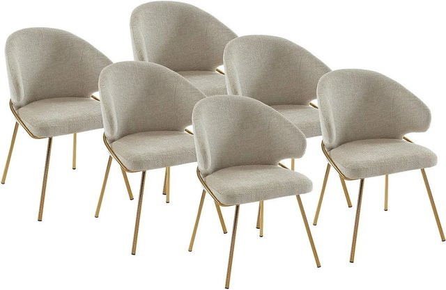 Vente-unique Stuhl Luxiva in Beige im Art Deco Stil aus Stoff und Metall, Breite: 60 cm, Tiefe: 62 cm, Höhe: 85 cm - Bild 1
