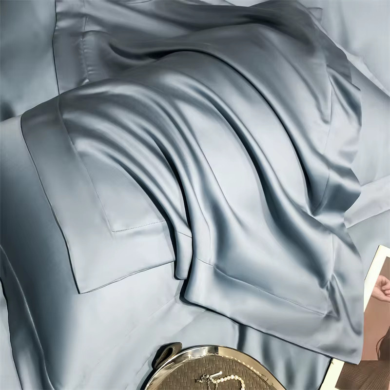 Feng Yu Qing Bettbezug und Kissenbezug aus reiner Seide in Weiß oder Blau, individuell anpassbar - Bild 4