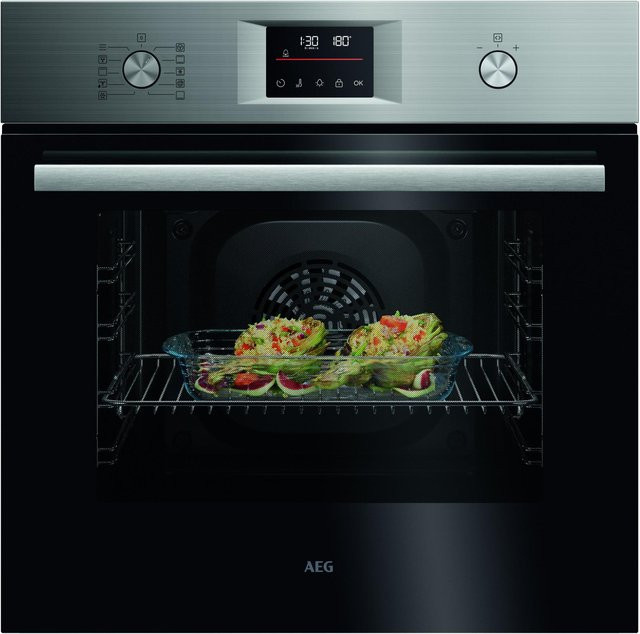 AEG Einbaubackofen Serie 5000 NBU5P41CM in Edelstahl/Silber mit 65 l Volumen, Pyrolyse-Selbstreinigung, Heißluftgrill und Pizza-Stufe, Breite: 59,4 cm - Bild 1
