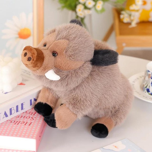 Yiran toy Kawaii Wildschwein Plüschtier, Braun, 25cm - Bild 1