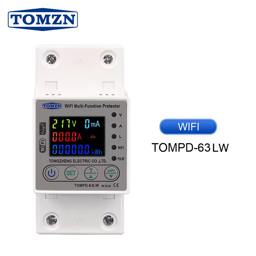 TOMZN WLAN Smart Energiezähler 63A kWh-Messgerät mit Spannungs-, Strom- und Leckageschutz in Weiß - Bild 2