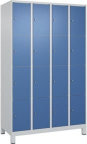 C+P Schließfachschrank Classic PLUS mit 4 Abteilen und Füßen, Grau/Blau, B/T/H: 120 x 50 x 195 cm - Bild 1