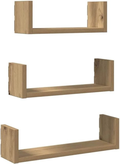 vidaXL Wandregal Set aus 3 Stück in Artisan-Eiche, braun, B/T/H: 85 x 10,5 x 3 cm, 85 x 10 x 3 cm, 85 x 10,5 x 3 cm - Bild 1