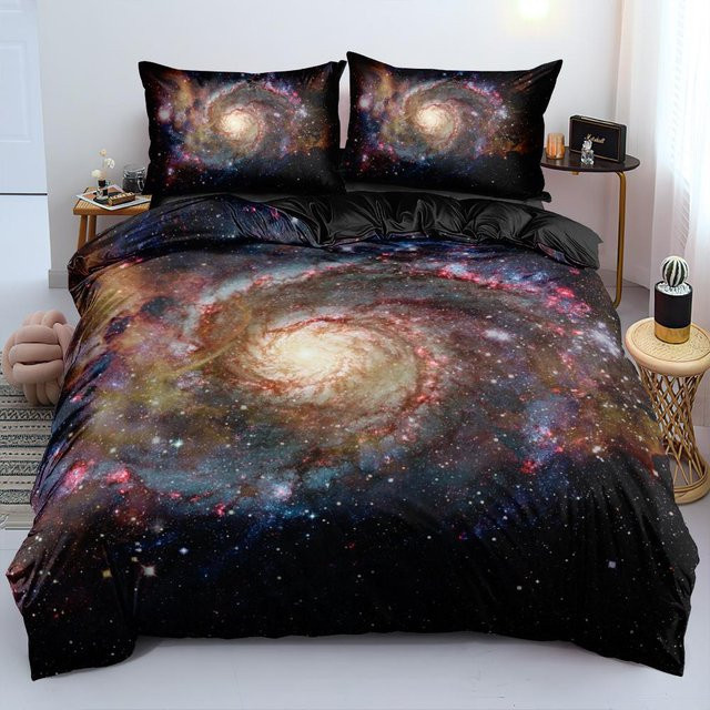 JMG Household Supplies Bettwäscheset Galaxy Dunkelblau mit Sternenmotiv, 2-teilig aus Mikrofaser, B/H: 135 x 200 cm - Bild 1