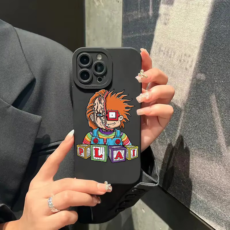 Matte Silikon-Handyhülle mit Cartoon-Muster aus TPU für iPhone 15 14 13 12 11 Pro Max XS X XR 7 8 Plus in Schwarz - Bild 3