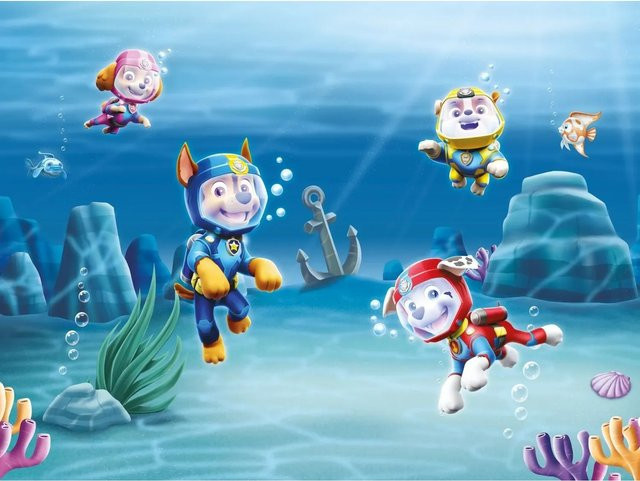 Sanders & Sanders Fototapete Paw Patrol Blau Vlies B: 360 cm, H: 270 cm - Bild 1