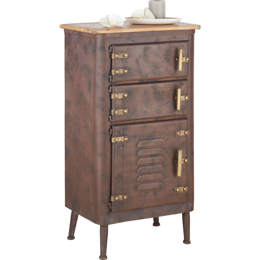 Mömax Kommode in Braun und Gold aus Holz und Metall im Vintage-Design, B/T/H: 90,5 x 37,0 x 49,0 cm - Bild 2