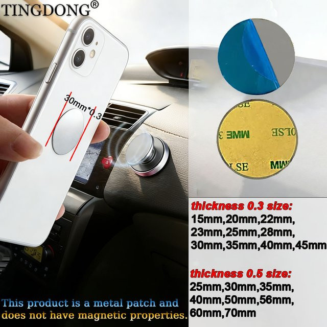 TingDong 10 Stück Universelle Magnetische Metallplatten für Auto-Handyhalterungen, Selbstklebende Eisenblech-Aufkleber in Silber - Bild 1