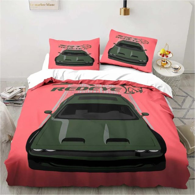 Gu Tao Bettwäsche-Set Retro Dodge SRT Hellcat Racing in Rot, 3-teilig, B/H: 180 x 210 cm - Bild 1
