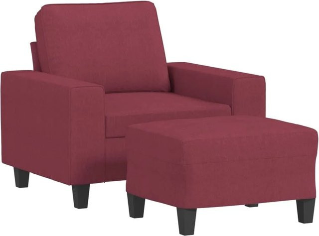 vidaXL Sessel mit Hocker in Weinrot aus Stoff mit Armlehnen und Polsterung - Bild 1